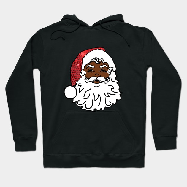 black santa claus christmas Hoodie by gossiprag